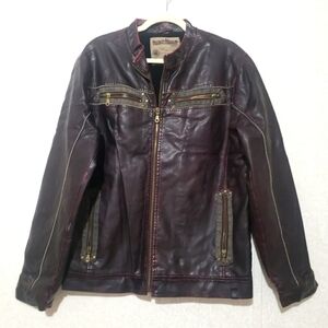 MACHINE  Burgundy BROWN FAUX Leather Jacket...SIZE:L